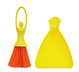 Yellow plastic brush and scoop