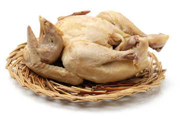 boiled chicken on a white background