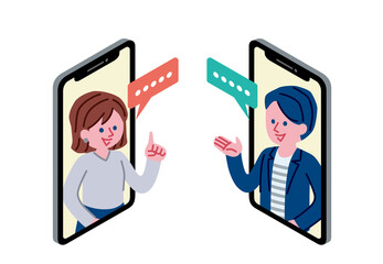 スマホでコミュニケーションを取っている男女