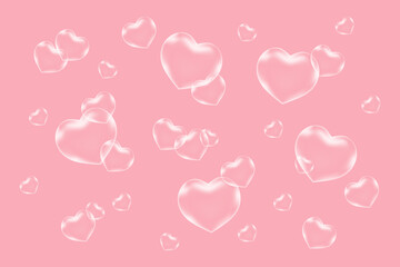 Heart bubbles on pink background, Valentine's day