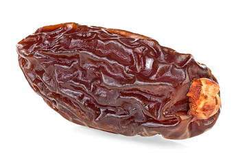 Date fruit isolated on a white background. Dried date palm fruit.