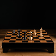 wood chess with black background