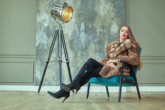 lady in sable fur coat