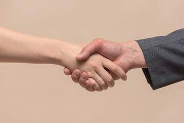 Peoples handshake close up. Business deal.