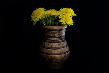 dandelions in a vase