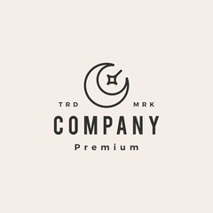crescent moon star hipster vintage logo vector icon illustration © gaga vastard