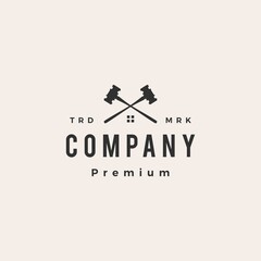justice judge house hipster vintage logo vector icon illustration