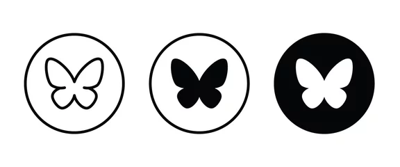 Tuinposter butterfly icon button, vector, sign, symbol, logo, illustration, editable stroke, flat design style isolated on white linear pictogram © Aygun