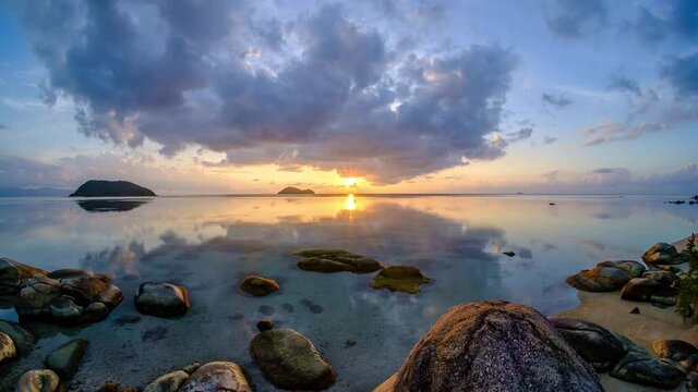 koh pha ngan 4k timelape sunset over the sea at ,Ao nai wok, koh phangan ,suratthani thailand