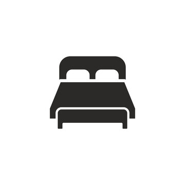 recommend clip art: Icono de cama, silueta negro. Concepto de Hospedaje, dormir, reposar. Ilustración vectorial aislado en fondo blanco