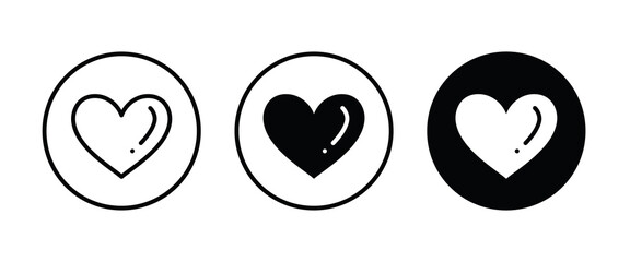 Heart Icon set. Love Like icons. Valentine's Day sign, emblem isolated on white background Editable and Flat style symbol for graphic and web design, logo,pictogram Vector