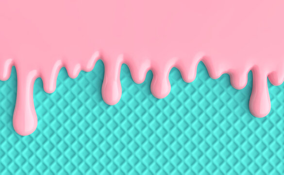 Melted ice cream and wafer background