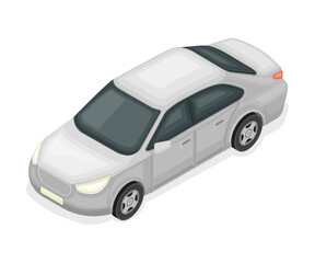 Sedan or Saloon as Passenger Car and Urban Transport Isometric Vector Illustration