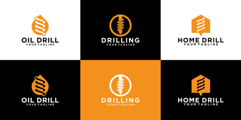 set of logos for tools, drill bits, drilling