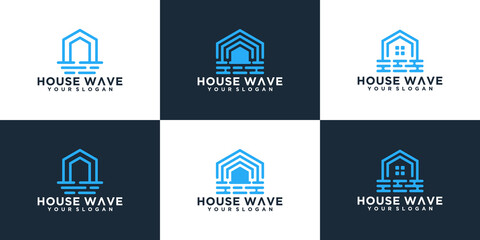 abstract house and waves logo collection