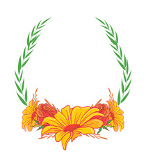 Beautiful Vector Floral Foliage Arrangements Set Graphics with elegant floral and leaves in colourful illustration. Can be used for your wedding or any invitation template