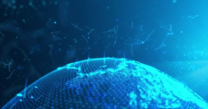 Spinning globe sphere in modern and elegant style, for the cyber and futuristic concept, rotation world, orbit earth for technology background, with a depth of field effect