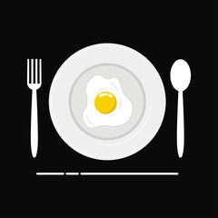 Fried egg on plate vector art and graphics