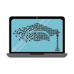 Vector of a digital graduation cap on a laptop screen to commence online graduation ceremony