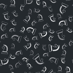 Grey Chess icon isolated seamless pattern on black background. Business strategy. Game, management, finance. Vector