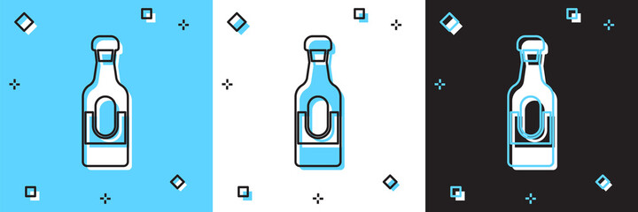 Set Wine bottle icon isolated on blue and white, black background. Vector
