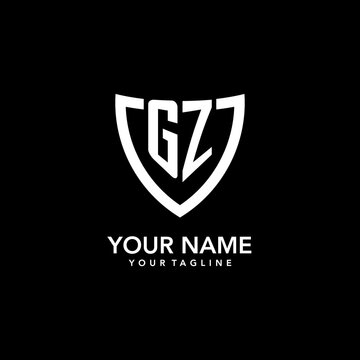 GZ monogram initial logo with clean modern shield icon design