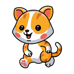 Fototapeta na wymiar Cute little orange cat cartoon running