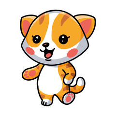 Fototapeta na wymiar Cute little orange cat cartoon posing