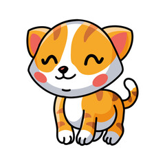 Smiling little orange cat cartoon