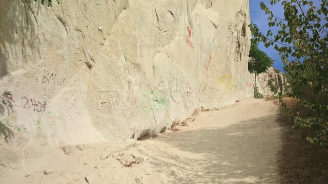 Chalk wall above Bechir's Gorge near Soroca, Moldova