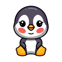 Cute little baby penguin cartoon sitting