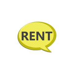 Speech bubble symbol rent icon isolated on white background