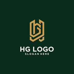 Hg design template, abstract minimalist h.g letter initial logo with trendy style