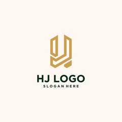 Fototapeta premium H,j design template, abstract minimalist h.j initial logo with trendy style
