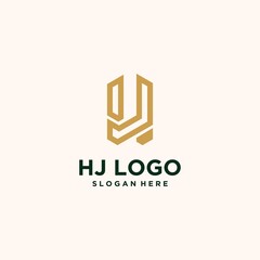 H,j design template, abstract minimalist h.j initial logo with trendy style