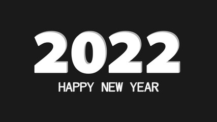 simple illustration of a happy new year 2022 white text on a black background 