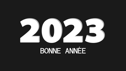 simple illustration of a happy new year 2023 white text on a black background 