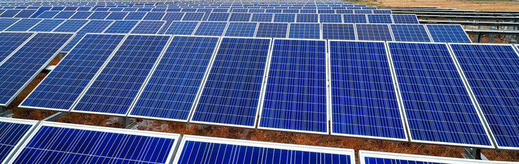 Fototapeta premium Details of blue solar photovoltaic panels