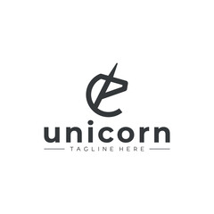 unicorn line art logo vector