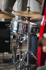 Fototapeta na wymiar Drum set, close-up photo with selective soft focus