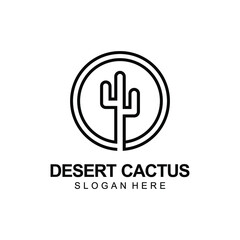 desert cactus vintage logo vector creative idea design