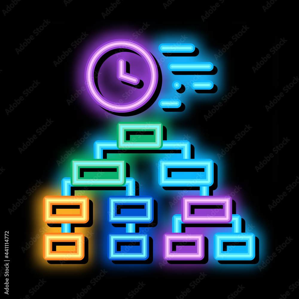 Aufkleber time algorithm neon light sign vector. glowing bright icon time algorithm sign. transparent symbol i