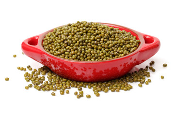 Mung beans on white background