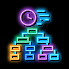 time algorithm neon light sign vector. Glowing bright icon time algorithm sign. transparent symbol illustration