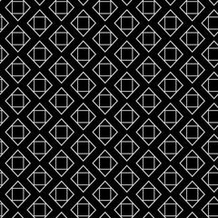 Dark background pattern with simple geometric ornament on black background, wallpaper. Seamless pattern, texture