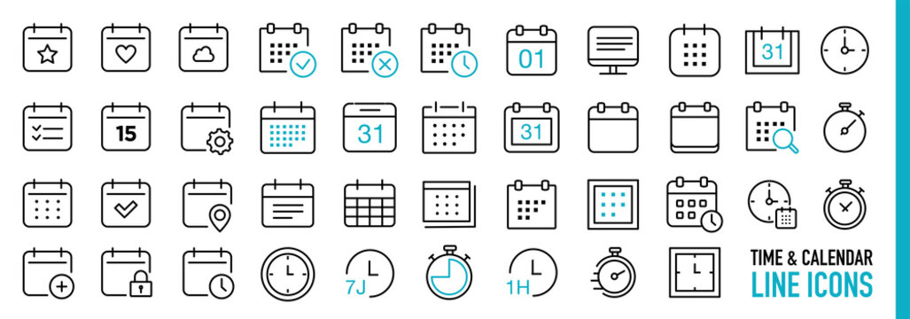 Date and Calendar Line Icons