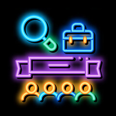 people finish research neon light sign vector. Glowing bright icon people finish research sign. transparent symbol illustration