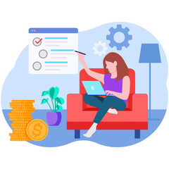 Female Investor analyzing profit