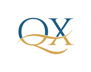 Initial letter QX, QX letter logo design