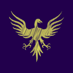 Heraldic Eagle symbol. Emblem template. Vector scribble illustration.